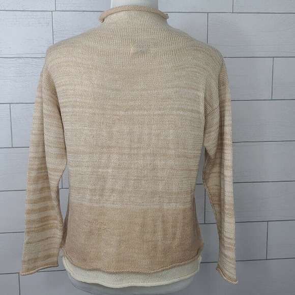 Krista Larson Sweater Mock Neck Layered Tan Beige Wearable Fiber Art Lagenlook - Picture 7 of 12